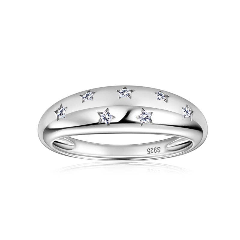 Elegant solitaire ring crafted from solid 925 sterling silver with premium 950 platinum plating, featuring a 0.11 ct certified moissanite (Colour D, VVS1) for brilliant sparkle. Hypoallergenic, water- and tarnish-resistant—a luminous symbol of modern elegance, perfect for everyday wear or special occasions.