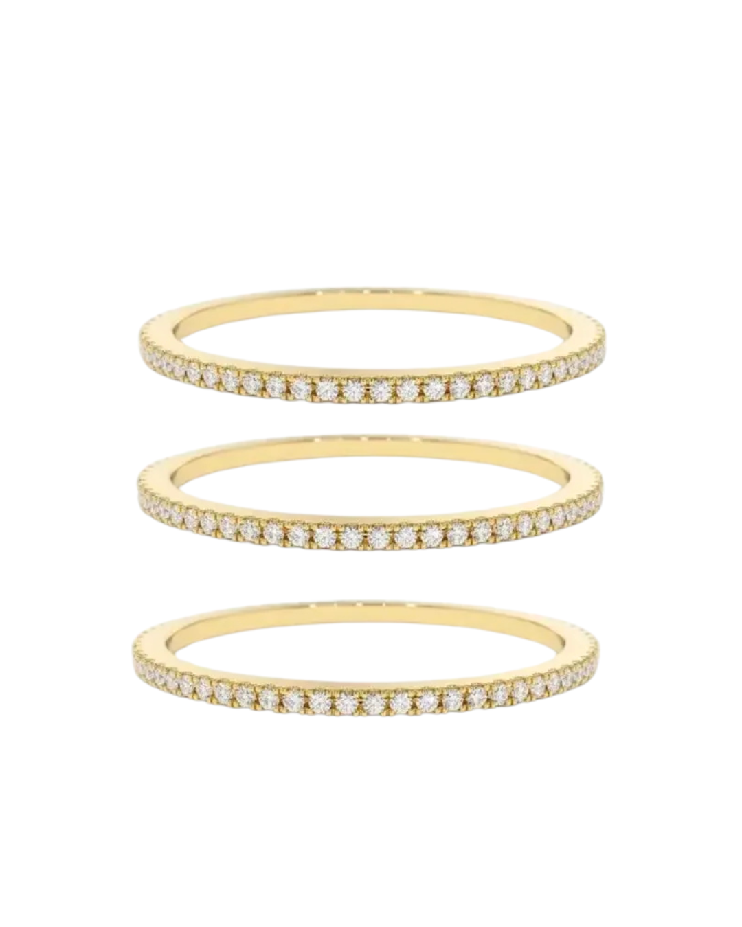 Minimalist full eternity band crafted from stainless steel with 18K gold plating, encrusted with shimmering cubic zirconia pavé all around. Hypoallergenic, water- and tarnish-resistant—perfect for effortless stacking or wearing solo for timeless sparkle.