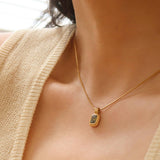 Sage Green Square Stone Pendant