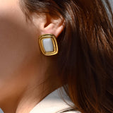 Classic Square Stone Earrings