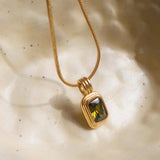 Sage Green Square Stone Pendant
