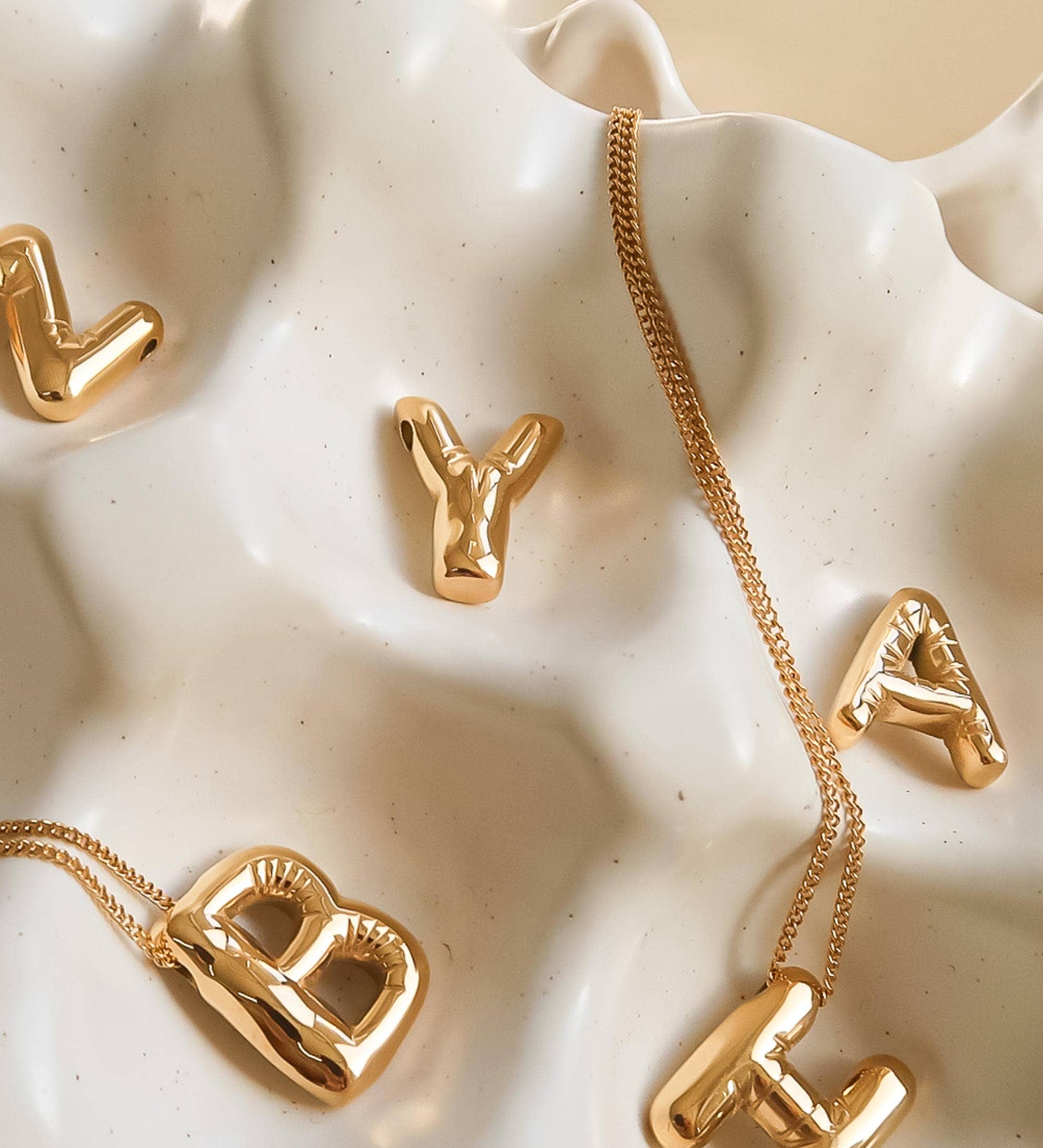 Gold Balloon Initial Necklace