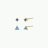 Birthstone Stud Gold Earrings Set March