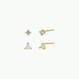 Birthstone Stud Gold Earrings Set