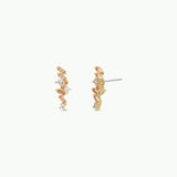 White & Champagne Baguette CZ Stud Earrings