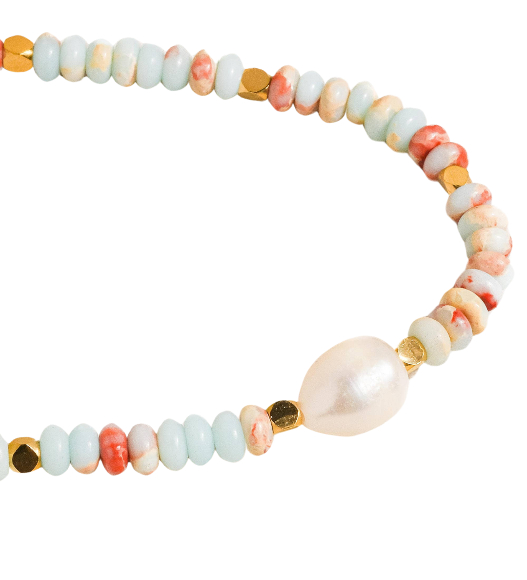 Chic necklace crafted from stainless steel, featuring minimalist beaded detailing and natural freshwater pearls. Length 16 inches plus 2-inch extender for adjustable fit. Hypoallergenic, water- and tarnish-resistant—perfect for adding a playful yet elegant touch to any look.