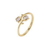 Elegant ring crafted from solid 925 sterling silver with premium gold plating, featuring a tulip-inspired silhouette accented with sparkling cubic zirconia. Hypoallergenic, water- and tarnish-resistant—perfect for adding a delicate statement of femininity and grace to any look.