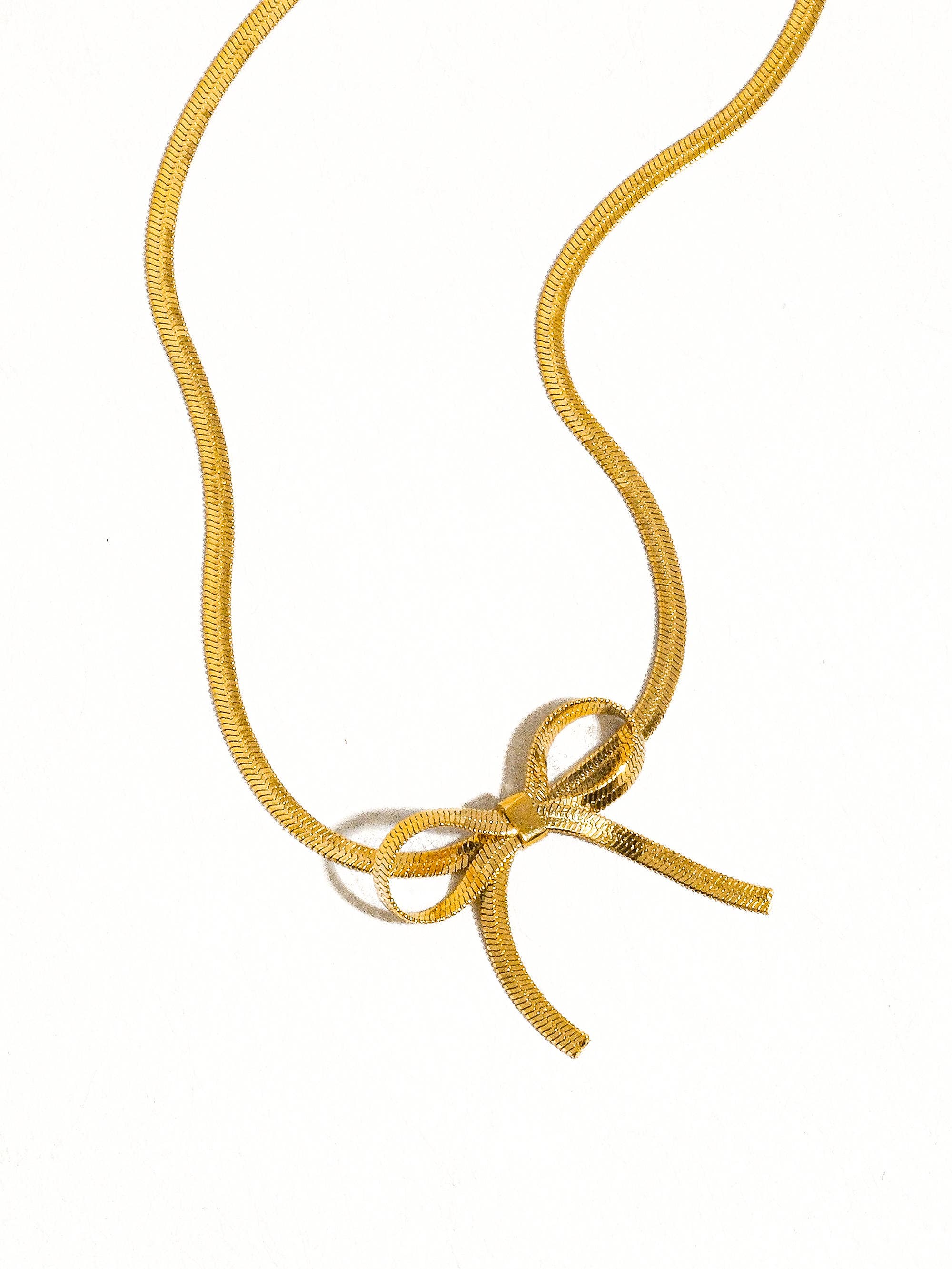 Bow Necklace Gold