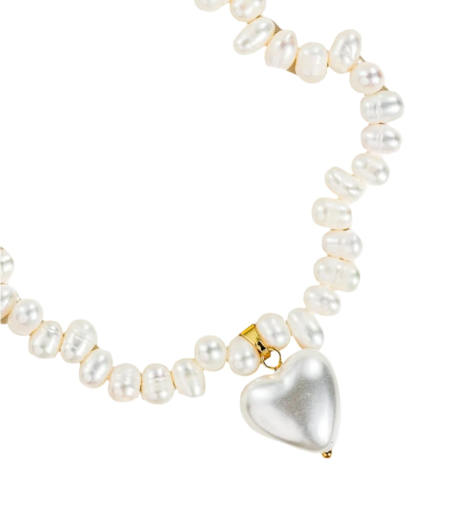 Elegant choker necklace crafted from 18K gold-plated stainless steel, featuring a natural baroque pearl heart pendant that sits delicately at the collarbone. Hypoallergenic, water- and tarnish-resistant—perfect for adding a timeless statement of love and sophistication to any look.