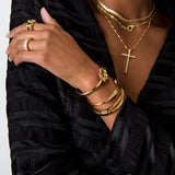 Classic polished band necklace with a smooth, elegant finish, crafted from 18K gold-plated stainless steel. Tarnish-resistant, water-resistant, and hypoallergenic—an everyday essential that pairs effortlessly with any outfit, whether worn solo or layered.