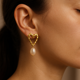 Classic Heart Pearl Earrings