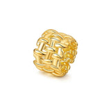 Gold woven ring on a white background