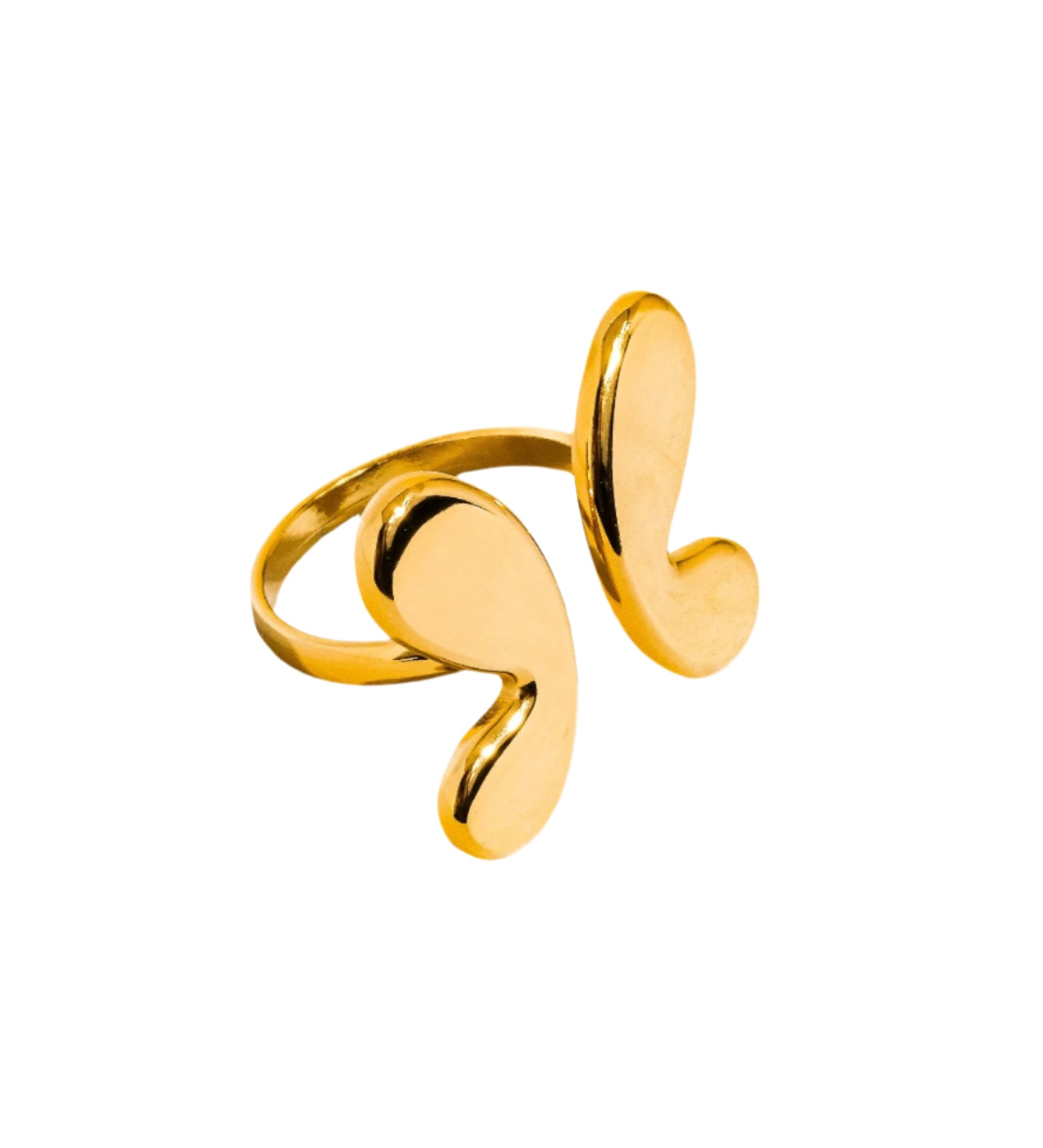 Delicate adjustable ring crafted from premium stainless steel with 18K gold plating, featuring an elegant butterfly motif symbolizing transformation and beauty. Hypoallergenic, water- and tarnish-resistant—perfect for adding playful, meaningful charm to any look.