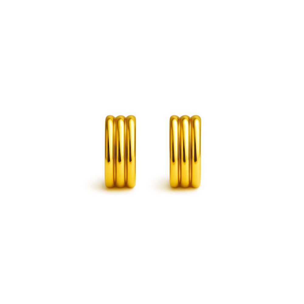 Minimalist hoop earrings crafted from stainless steel with premium 18K gold plating, featuring a subtle stripe texture for modern elegance. Hypoallergenic, water- and tarnish-resistant—perfect for adding everyday polish and versatile sophistication to any look.