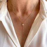 Delicate necklace crafted from fine stainless steel, featuring a white mother-of-pearl clover charm as a modern symbol of luck and elegance. Hypoallergenic, water- and tarnish-resistant—perfect for everyday wear or gifting someone special.