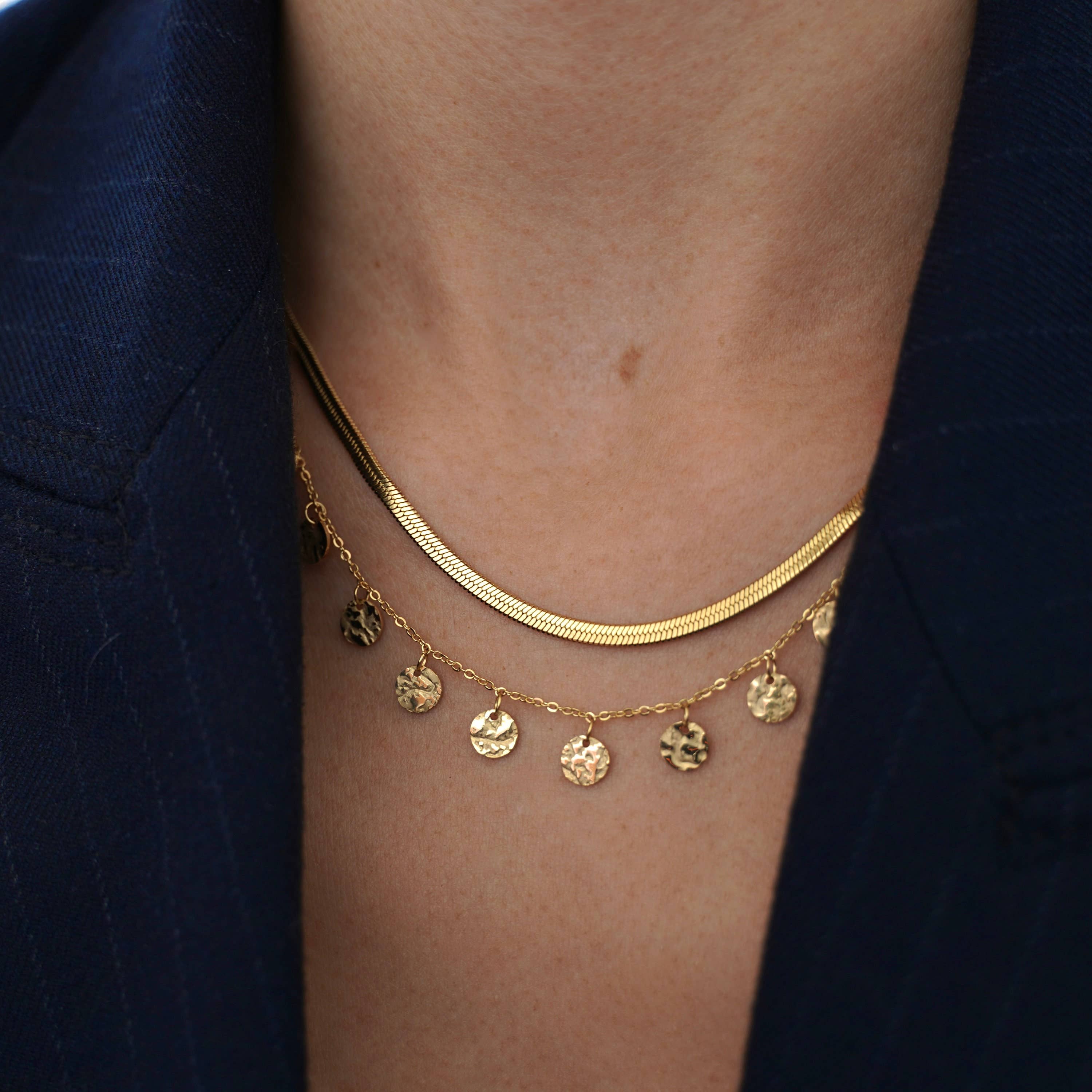 Serpentine Chain Necklace. Gold-plated, hypoallergenic & tarnish-resistant layered