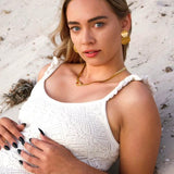 Modern snake chain necklace crafted from 14K gold-plated stainless steel with a radiant finish, featuring a delicate heart pendant symbolising love and elegance. Hypoallergenic, water- and tarnish-resistant—perfect for adding a romantic touch to any look.
