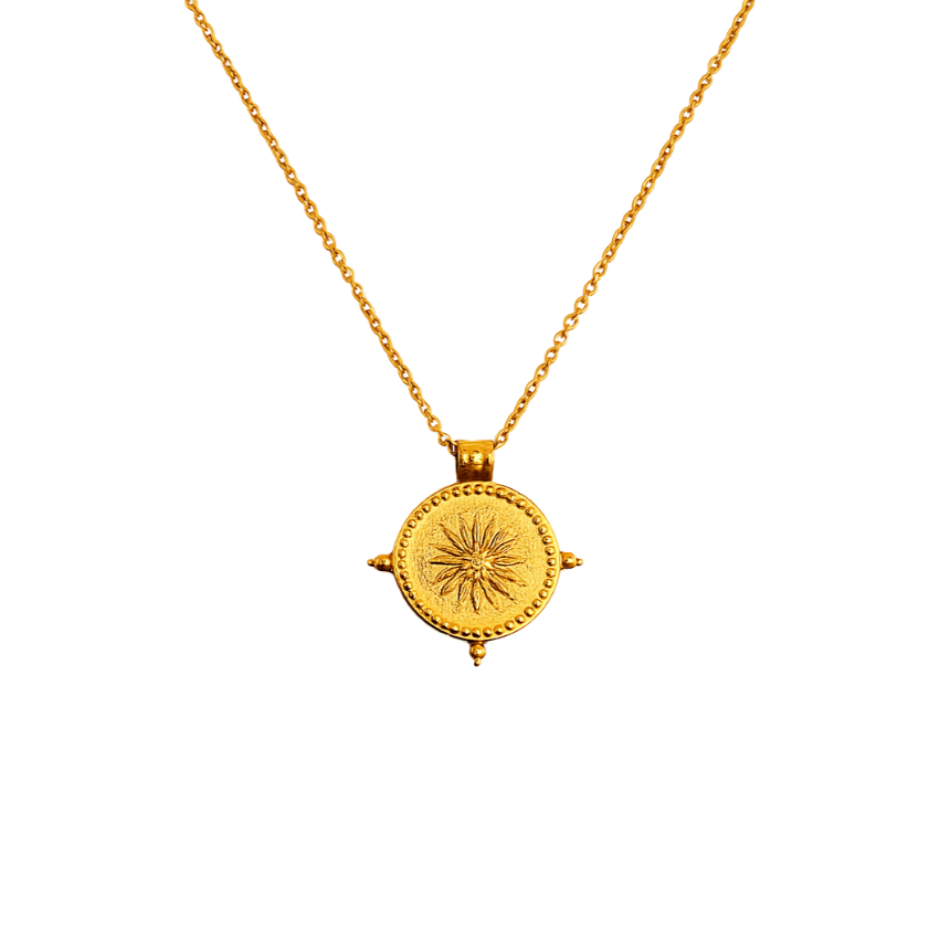 Minimalist star pendant necklace crafted from stainless steel with 18K gold plating, featuring a classic link chain. Waterproof, tarnish-resistant, and hypoallergenic—perfect for adding sleek, everyday shine to any look.