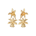 Statement earrings crafted from stainless steel with premium 18K gold plating, featuring a bold sculpted flower motif. Hypoallergenic, nickel-free, water- and tarnish-resistant—perfect for adding floral elegance and standout charm to any outfit.