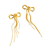 Statement earrings with a bold heart-shaped top and flowing chain tassels for graceful movement. Crafted from 18K gold-plated stainless steel, measuring 1.06 x 3.07 inches. Hypoallergenic, water- and tarnish-resistant—romantic and radiant, ideal for special occasions or elevating casual looks.