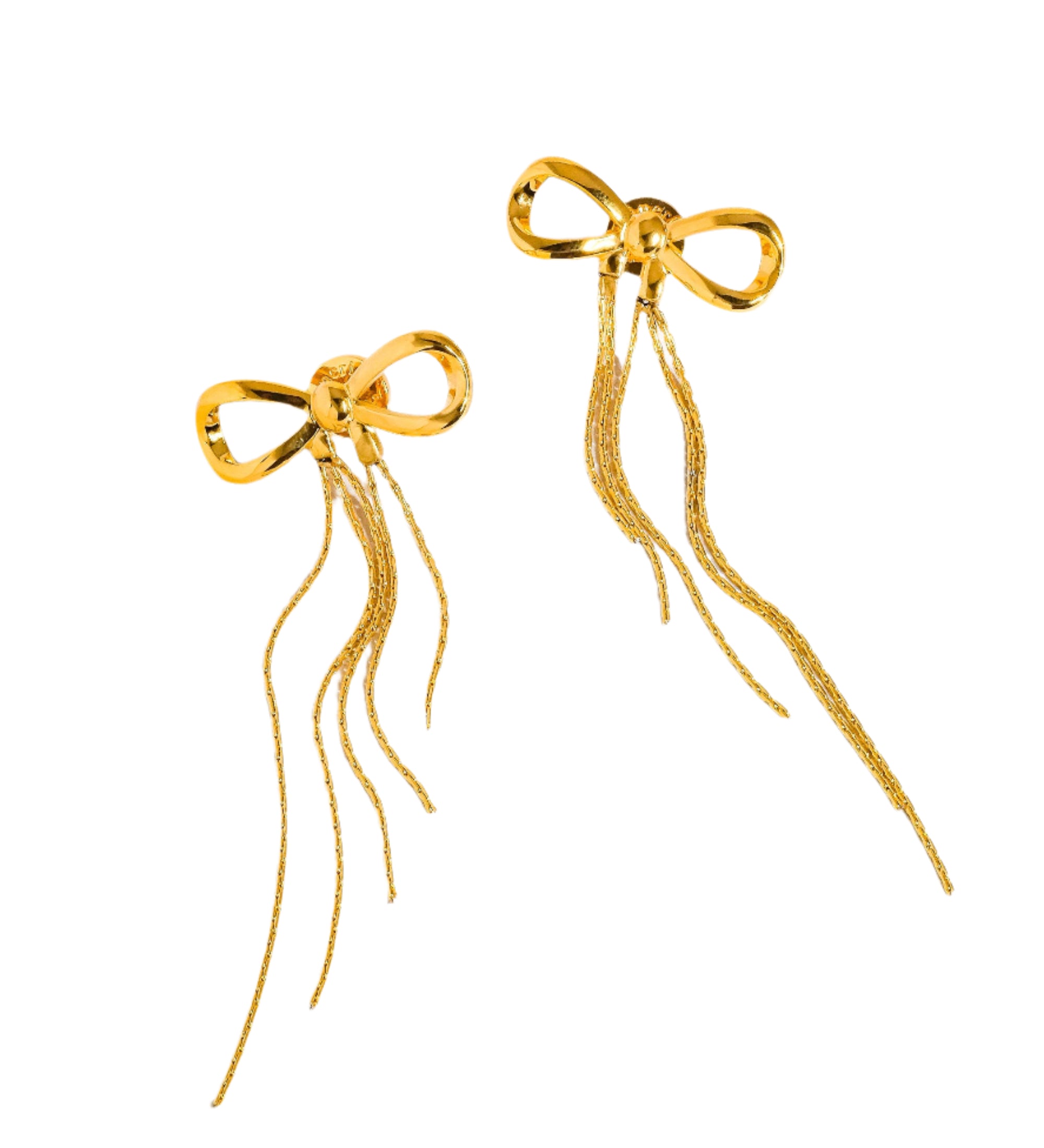 Statement earrings with a bold heart-shaped top and flowing chain tassels for graceful movement. Crafted from 18K gold-plated stainless steel, measuring 1.06 x 3.07 inches. Hypoallergenic, water- and tarnish-resistant—romantic and radiant, ideal for special occasions or elevating casual looks.