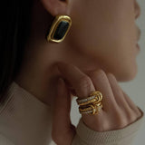Classic Square Stone Earrings