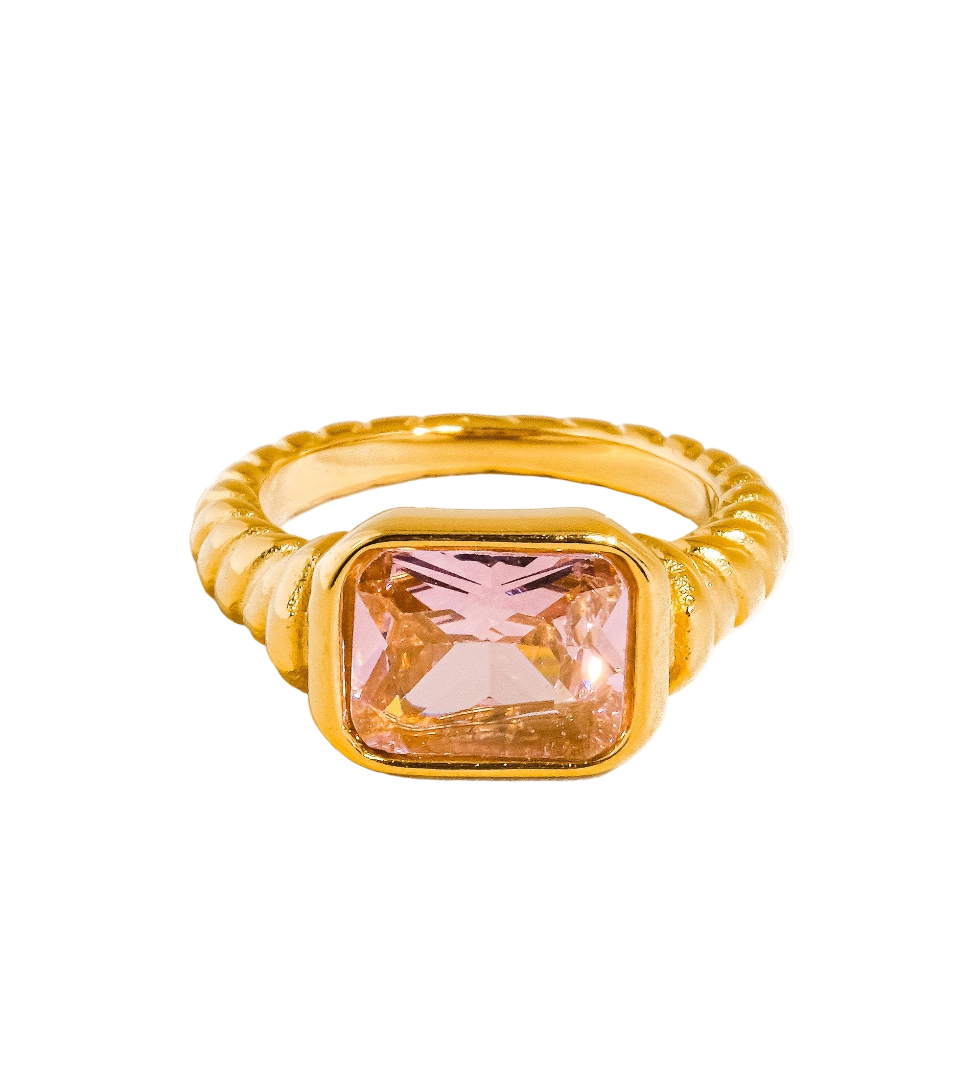 Laverne 18K Gold Non-Tarnish CZ Cocktail Ring: Green