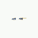 Triple Sapphire CZ Stud Earrings