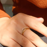 Layered V Rhinestone Ring
