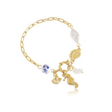 Coral Seahorse Seashell Charm Bracelet