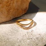 Layered V Rhinestone Ring
