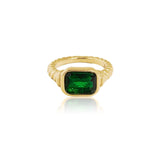 Laverne 18K Gold Non-Tarnish CZ Cocktail Ring: Green