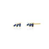 Triple Sapphire CZ Stud Earrings