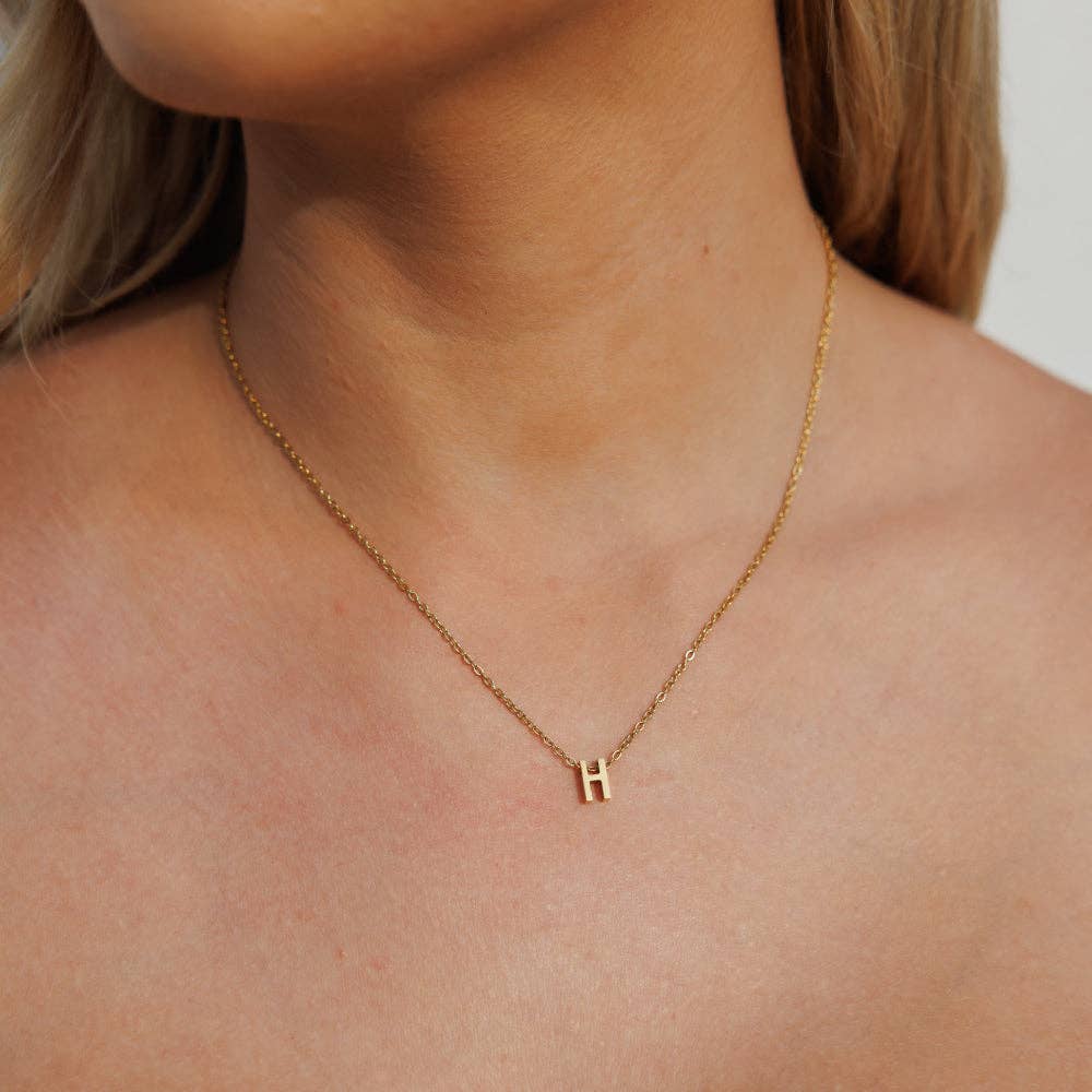 personalised initial necklace gold H