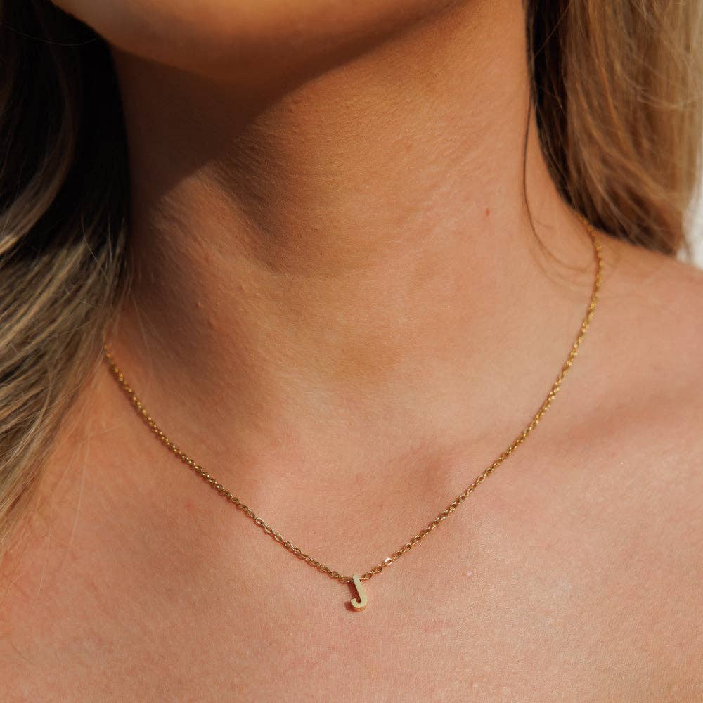 personalised initial necklace gold J