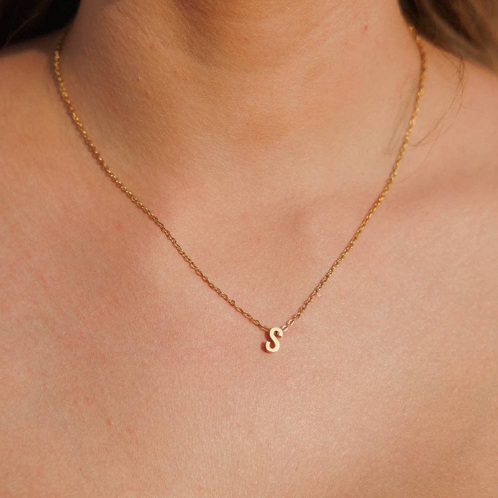 personalised initial necklace gold S